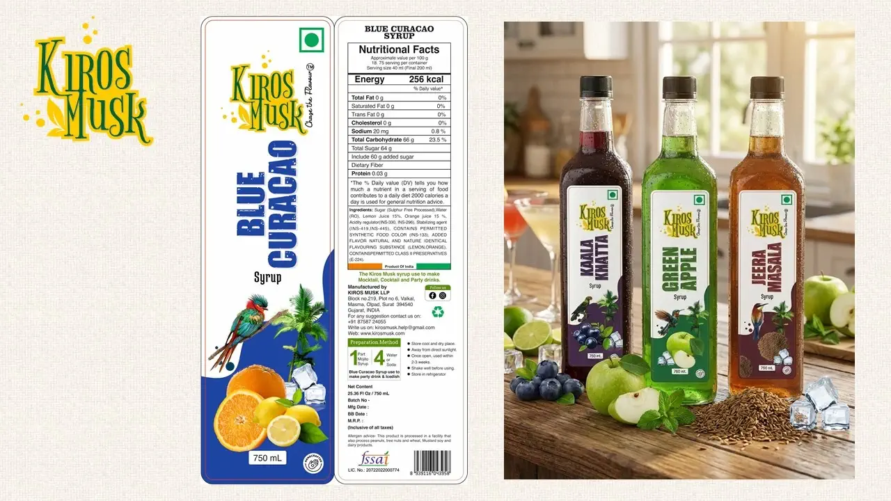 Packaging work for Kiros Musk - An organic drinks brand